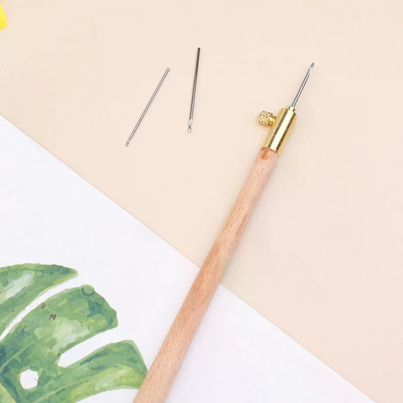 DIY Punch Needle Embroidery Set – Wooden Handle & 3 Needles Punch Needle Embroidery Set Qme