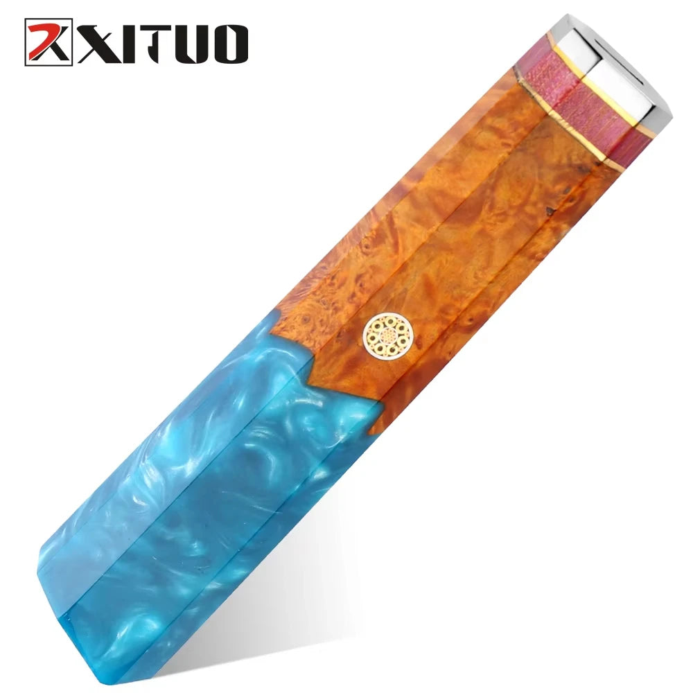 XITUO Octagonal Blue Resin Stabilized Wood Knife Handle Blank Knife Handle Blank Qst