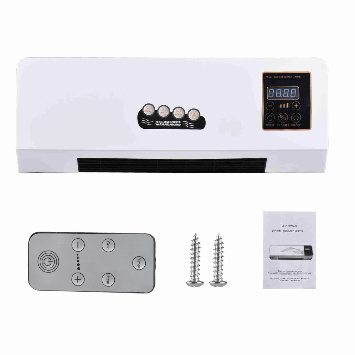 Wall-Mounted 2-in-1 Space Heater & Fan with Timer & Remote Wall-Mounted Space Heater Qst EU
