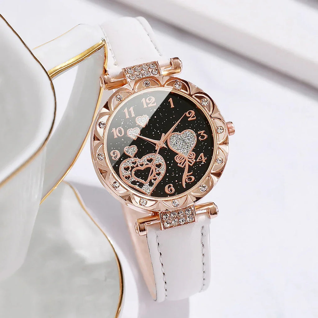 Ladies' Quartz Watch & Gemstone Jewelry 5-Piece Set Ladies Watch Gift Set Qme