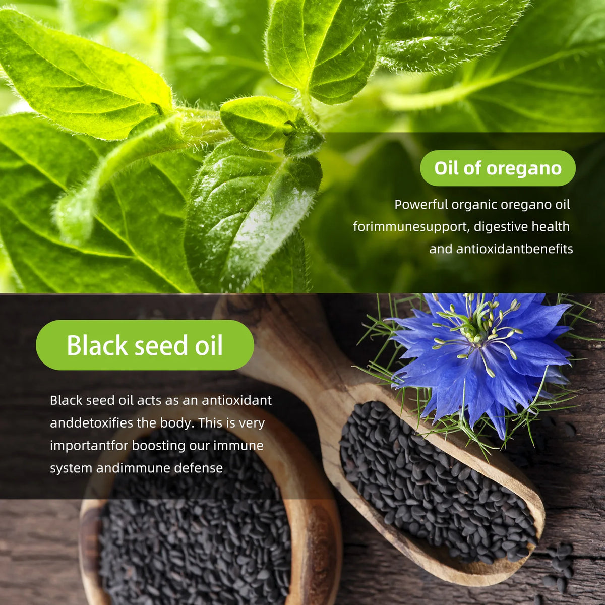 Oil of Oregano 300 Softgels 6000mg + Black Seed Oil Supplement Herbal Supplement Softgels Qst