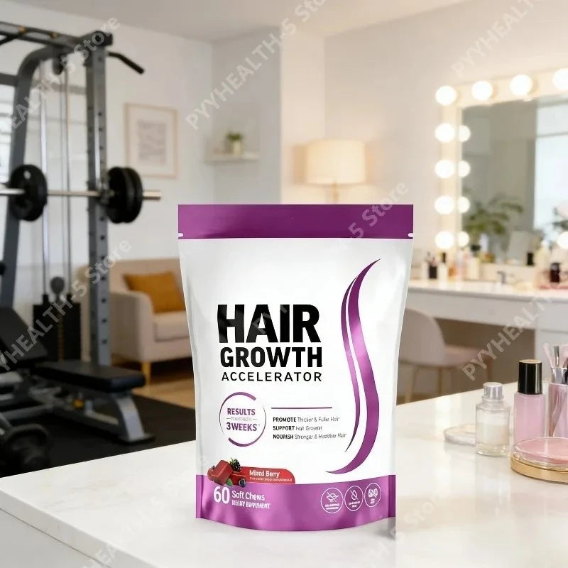 Hair Growth Soft Chews – Vitamins for Thicker, Fuller Hair 60ct Hair Growth Supplement Qst