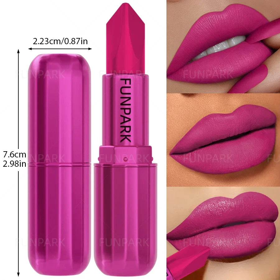 Qme Matte Lipstick – Waterproof Long-Lasting Rose Red Matte Lipstick Qme