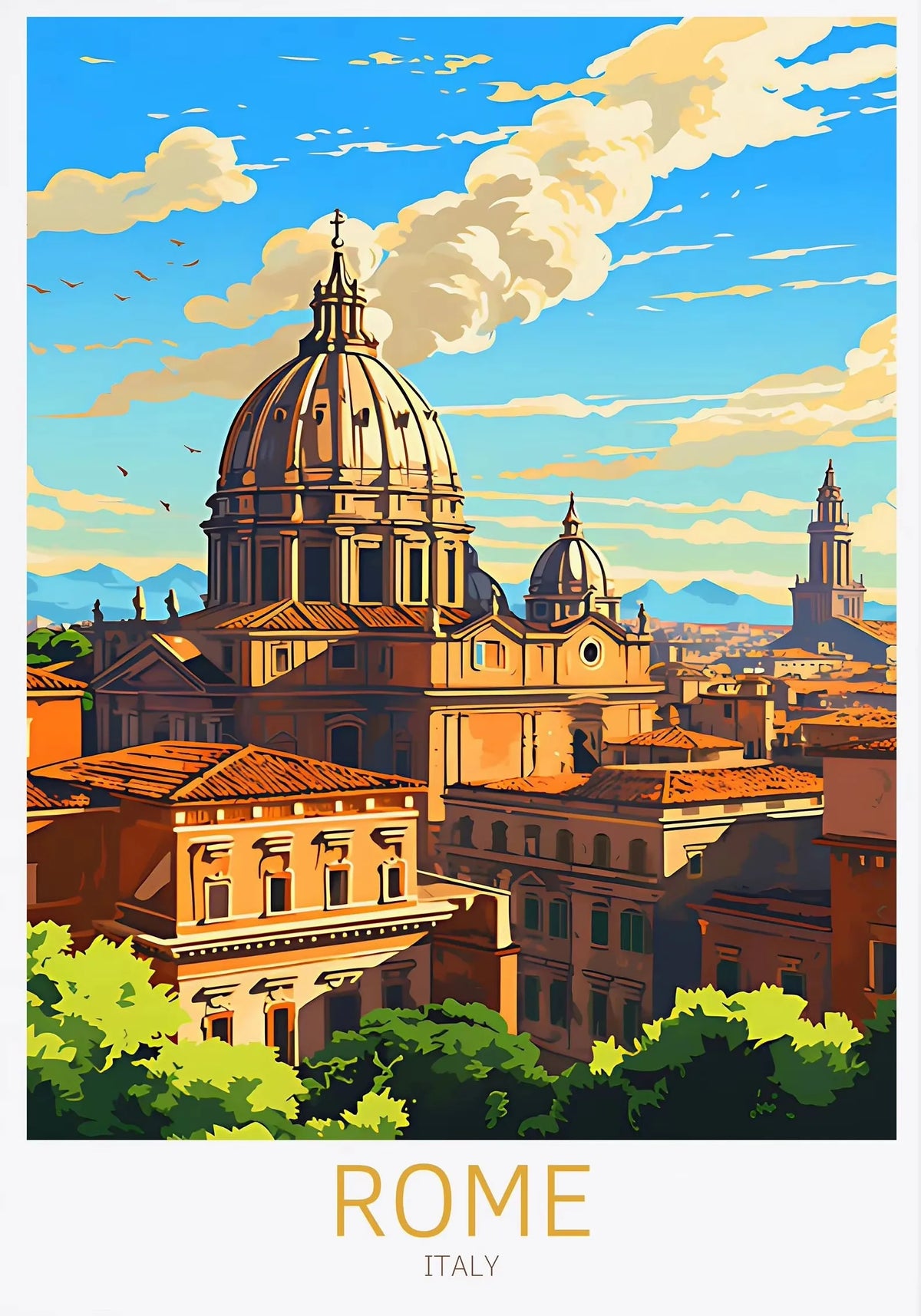 Italy City Travel Canvas Wall Art – Rome Venice Paris Poster