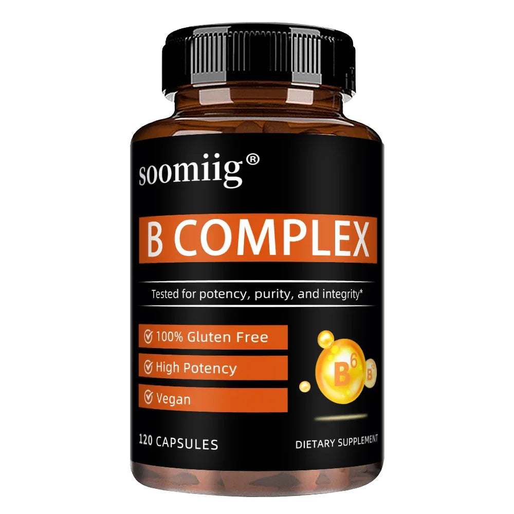 SOOMIIG Vitamin B Complex Capsules – Energy & Skin Support Vitamin B Supplement Qst 120 count-1 bottle