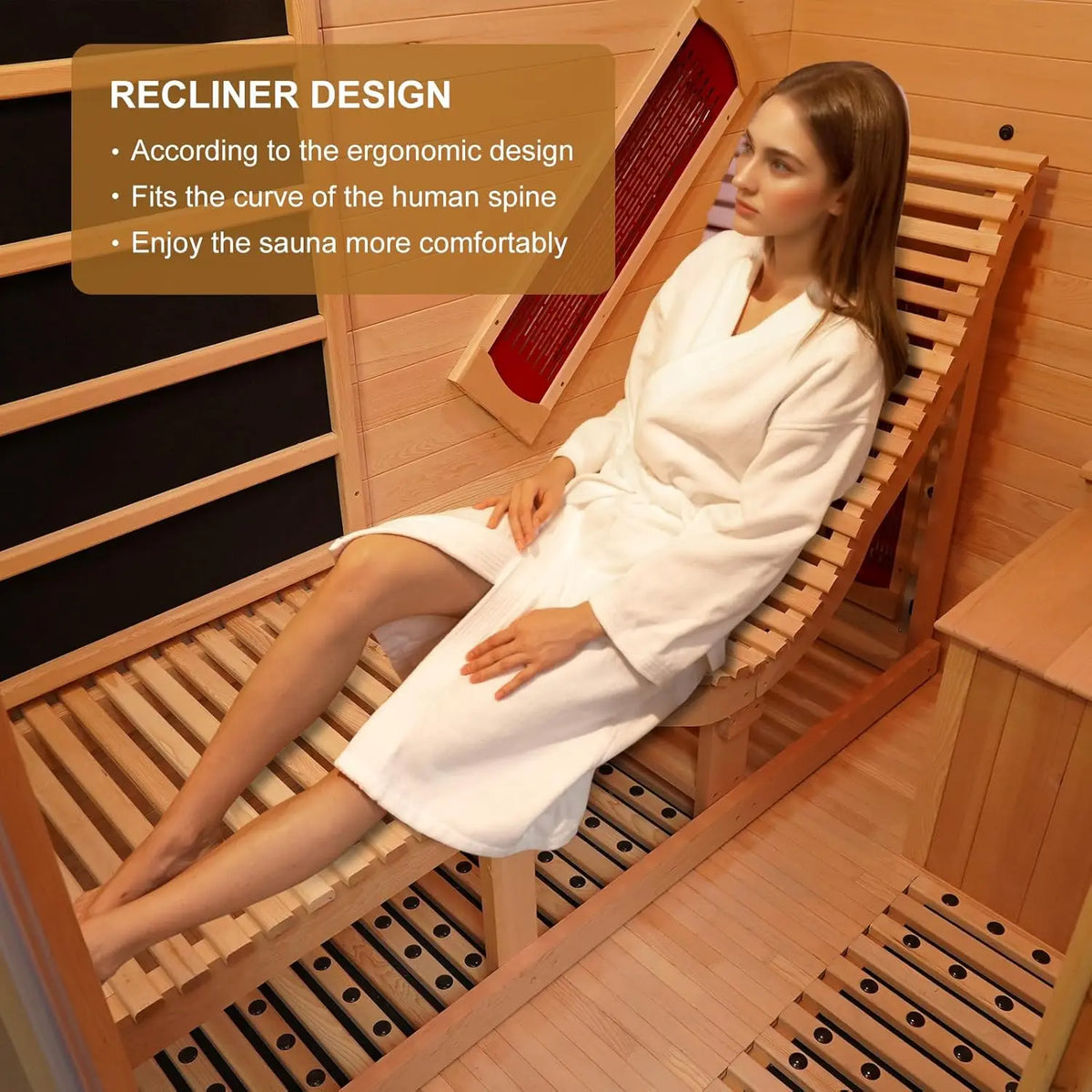 SMARTMAK 1-Person Far Infrared Sauna – Canadian Hemlock 2300W Infrared Sauna Room Qst