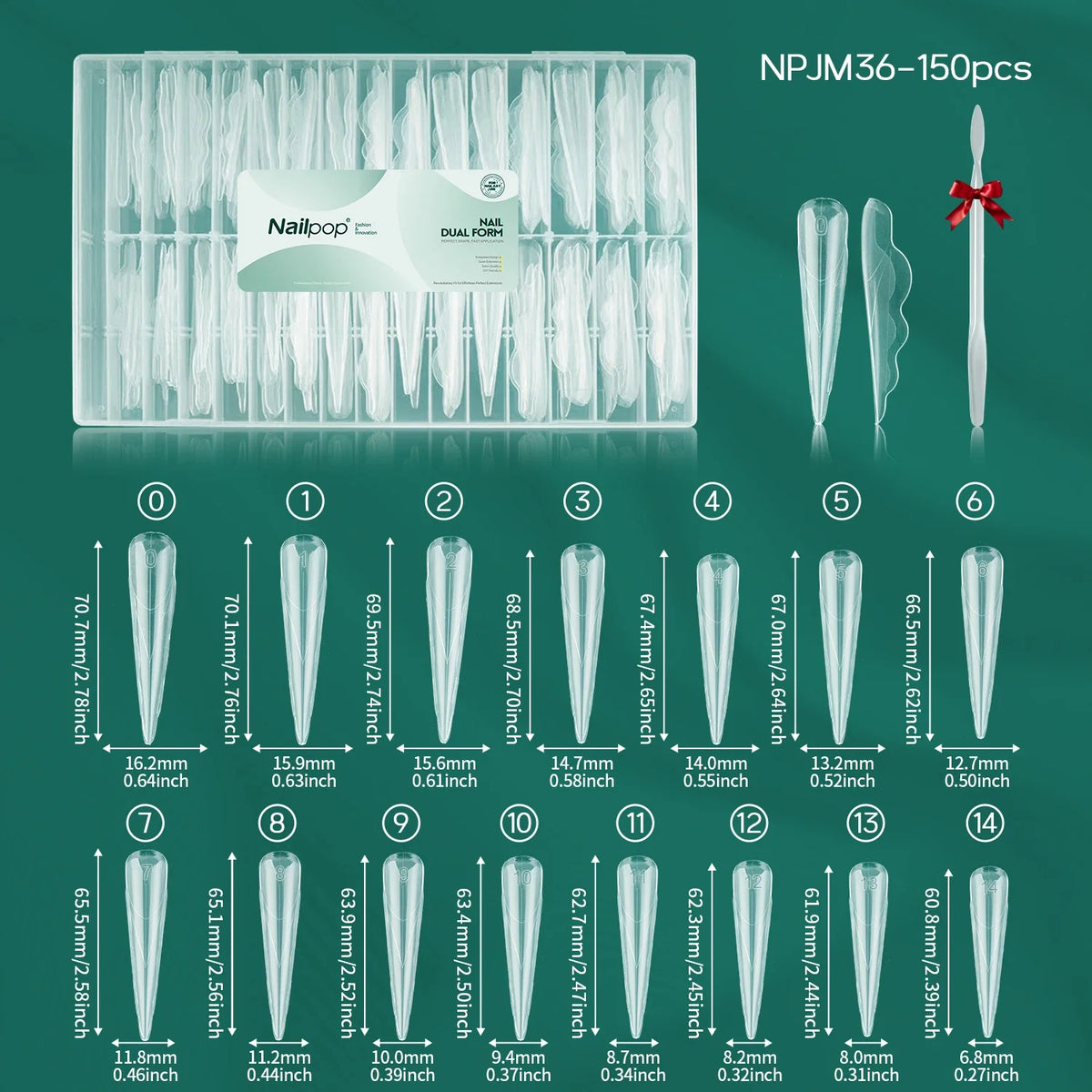 Nailpop Butterfly Nail Dual Forms | 15 Sizes, 150pcs Reusable Nail Dual Forms Qme Butterfly 150
