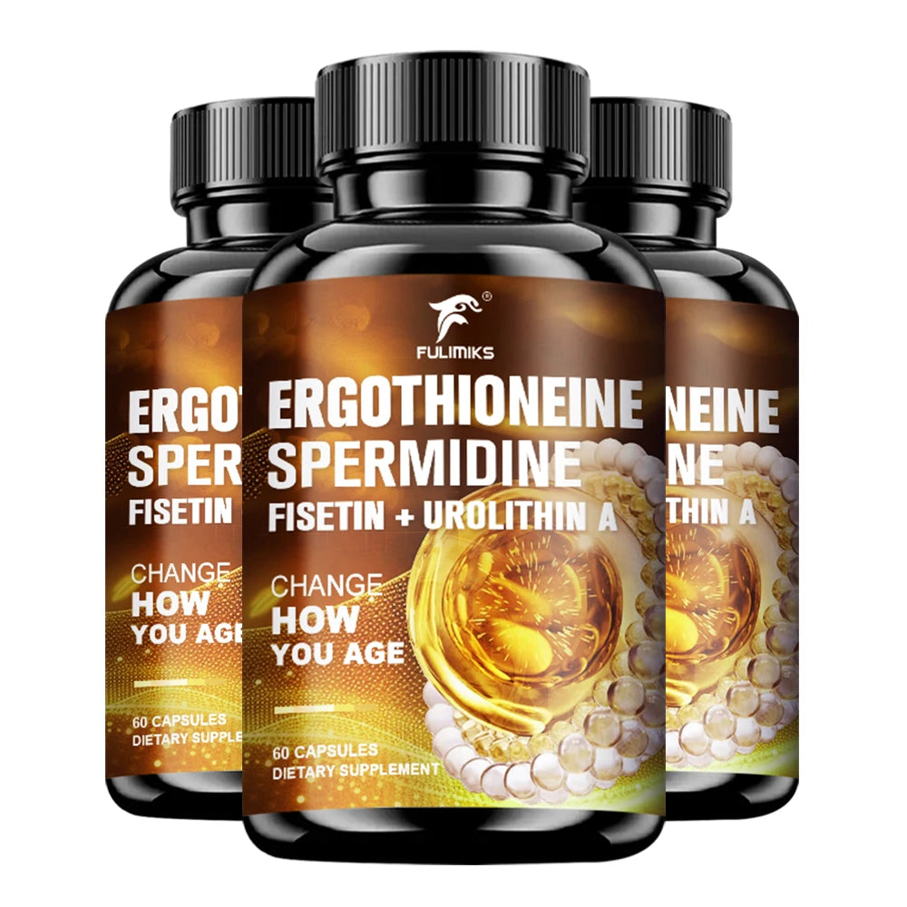 Ergothioneine Spermidine Capsules with Urolithin A & PQQ Longevity Supplement Qst 3 Bottles-60pcs