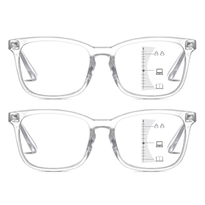 2-Pack Progressive Multifocal Reading Glasses – Blue Light Block Reading Glasses Qst Clear +300