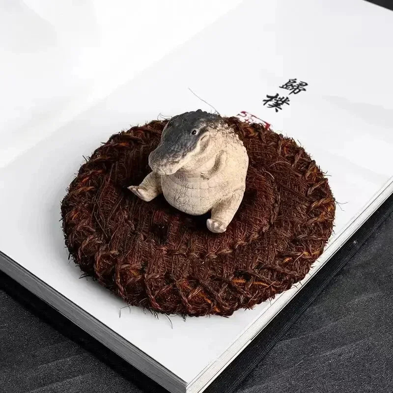 Mini Crocodile Tea Pet Ornament | Handmade Resin Teapot Decor Tea Pet Ornament Qme