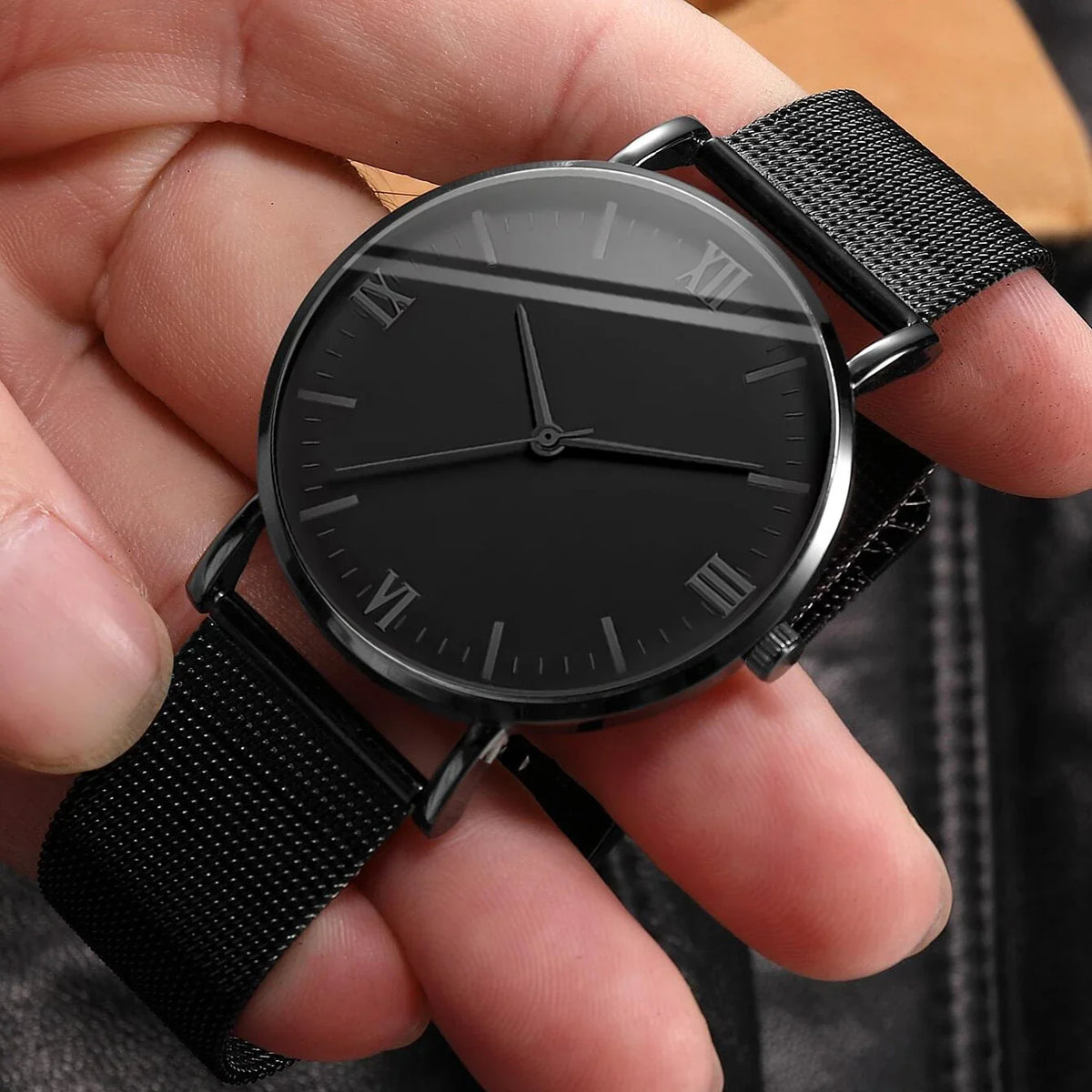 Men's Roman Quartz Watch & Mesh Bracelet Set – 2 Piece Watch & Bracelet Set Qme