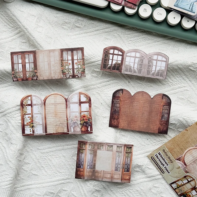 Vintage Window & Door Scrapbook Stickers – 10pcs Per Pack Decorative Craft Stickers Qme C