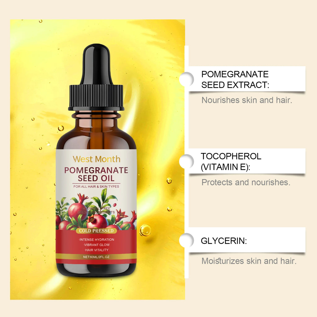WEST MONTH 60ml Pomegranate Seed Oil – Hydrating Skin Care Body & Face Oil Qst