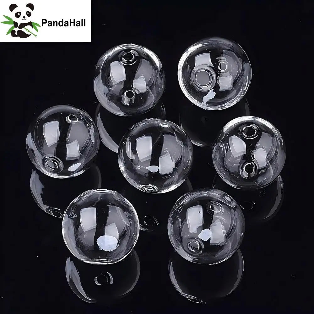 PandaHall Blown Glass Globe Beads | Two-Hole Round Clear Assorted Glass Craft Beads Qme 35mm