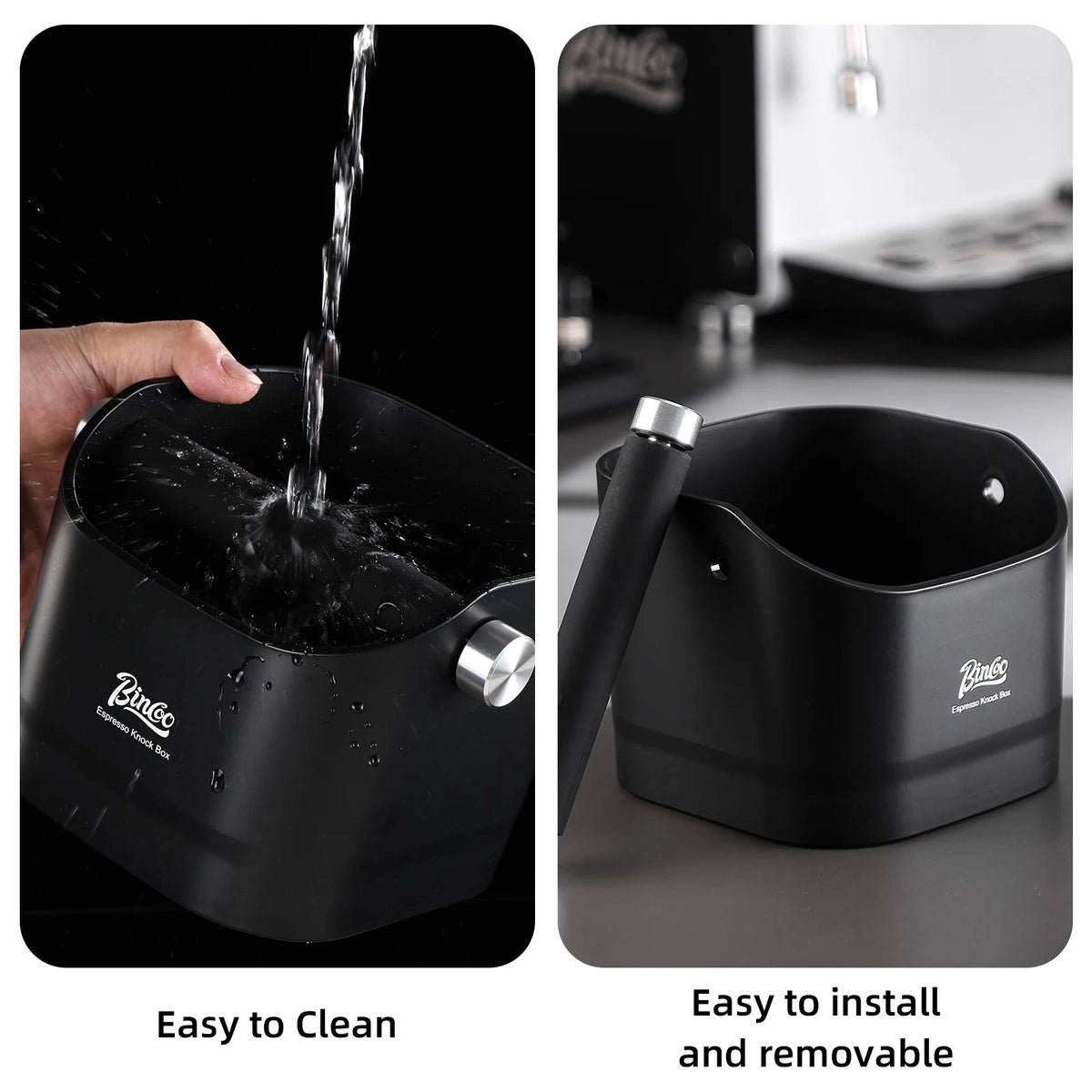 Bincoo Espresso Knock Box – Anti-Slip Coffee Grounds Dump Bin Espresso Knock Box Qst