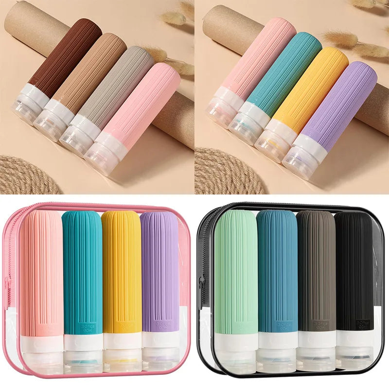 TSA Approved Silicone Travel Bottles 4-Pack – BPA-Free Leak-Proof Travel Toiletry Bottles Qme