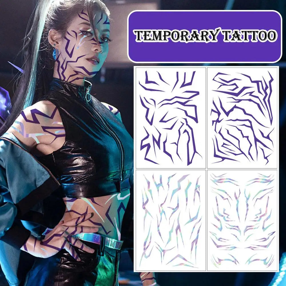 Purple Bold Temporary Tattoo Sheet for Cosplay & Makeup Art Temporary Tattoo Sheet Qme