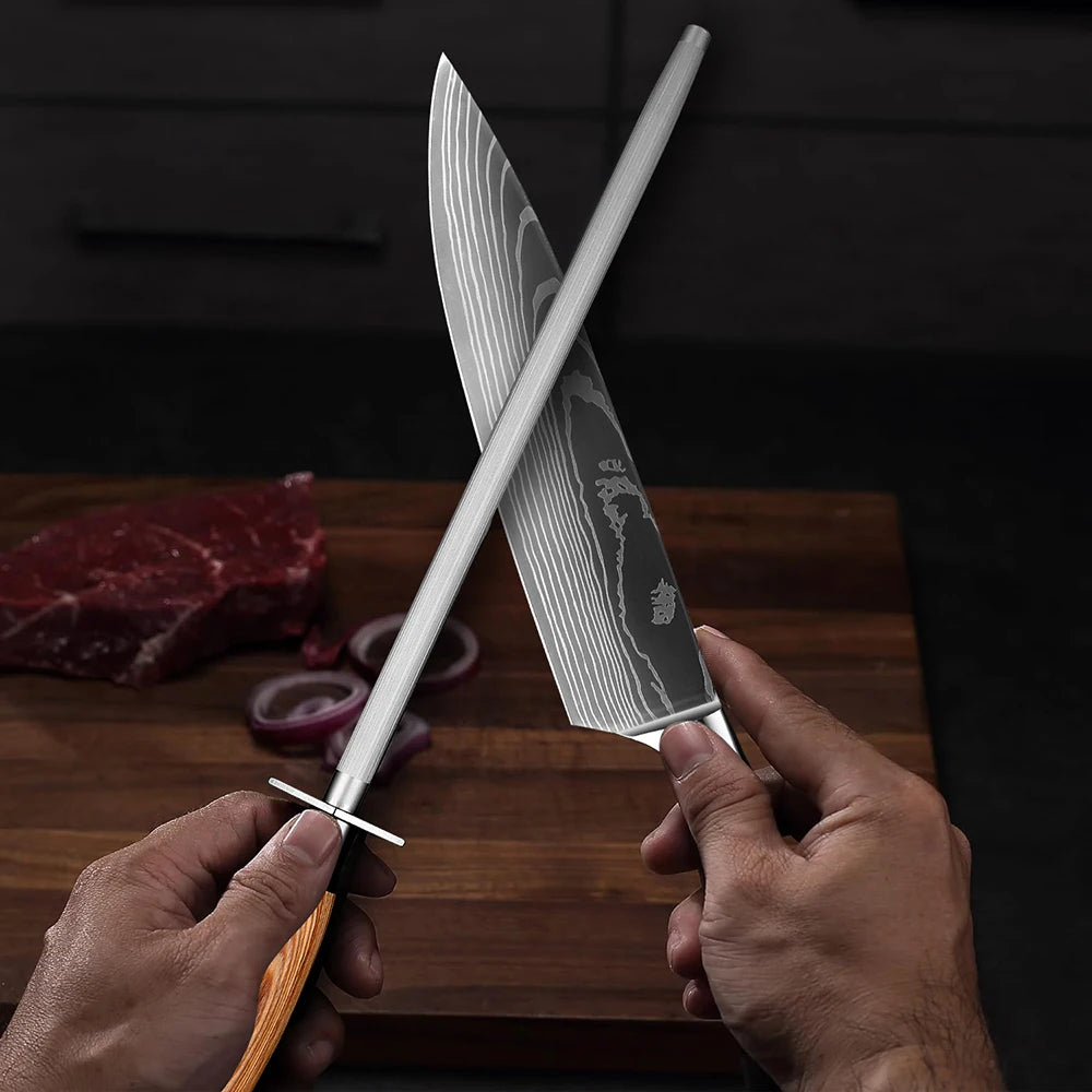 XITUO 12-Inch Honing Rod – Professional Knife Sharpening Steel Knife Honing Rod Qst