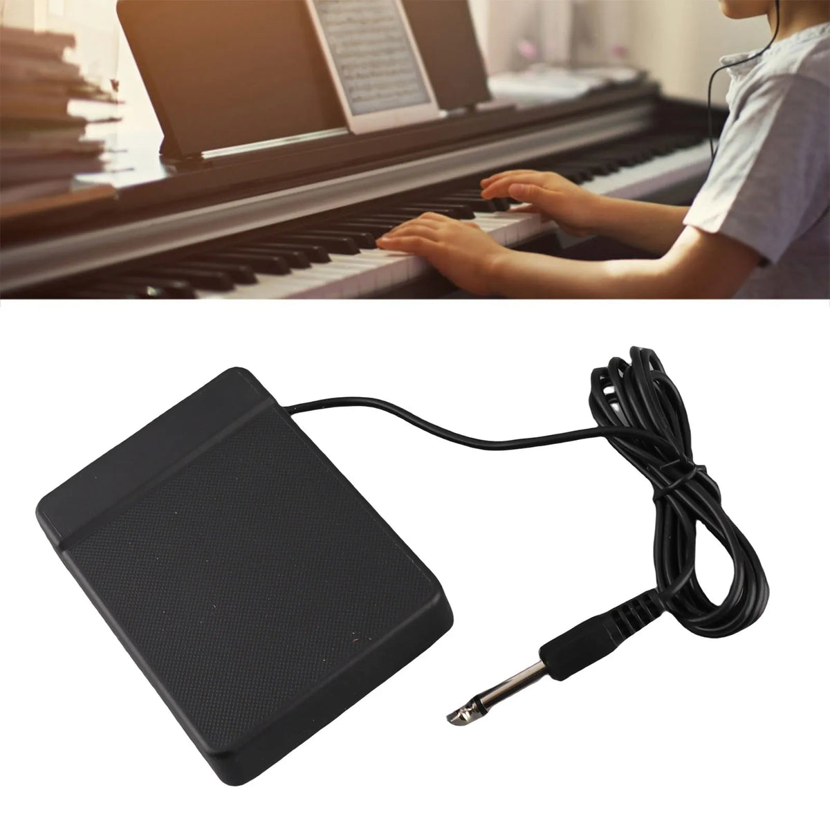 Piano Sustain Pedal 6.35mm Foot Controller for Keyboards Piano Sustain Pedal Qst