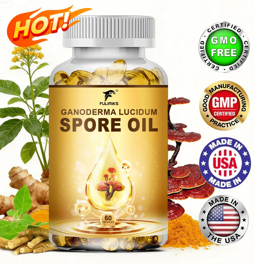 Fulimiks Ganoderma Lucidum Spore Oil Capsules – 60/120 Softgels Herbal Supplement Qst