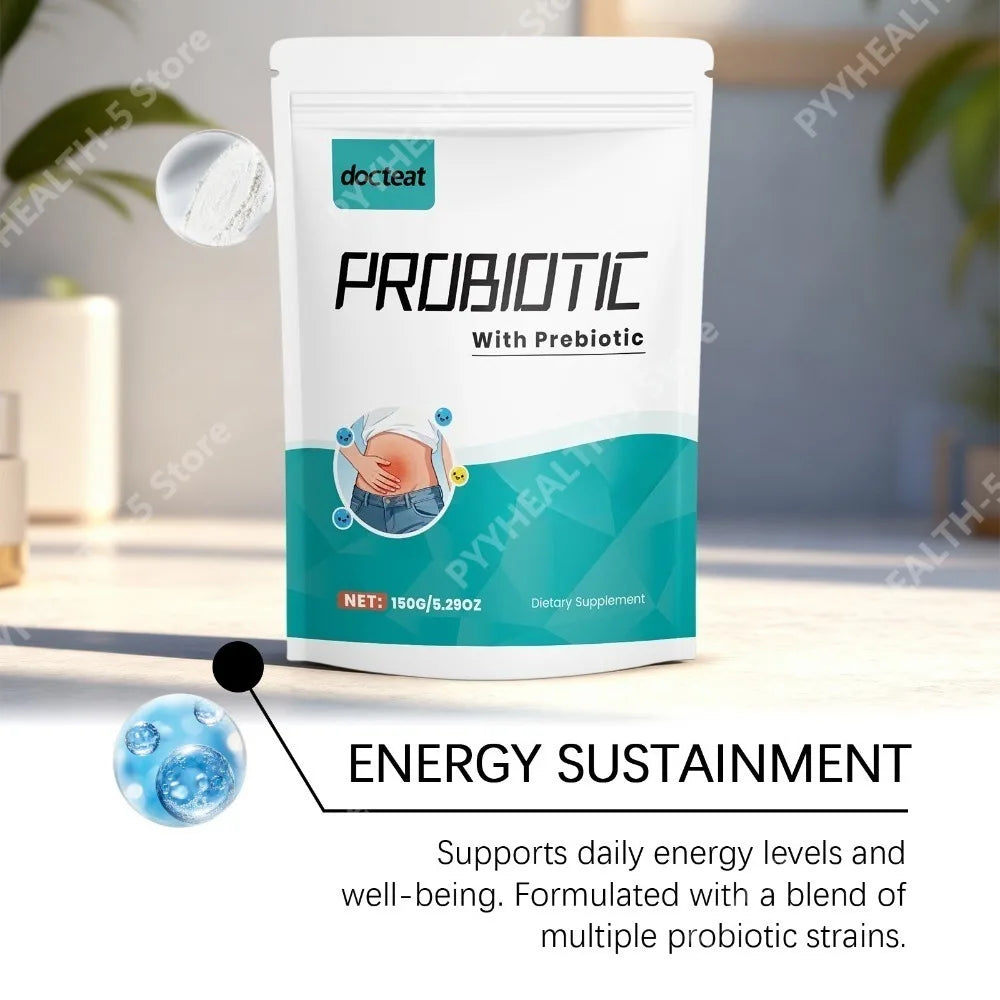 Docteat Probiotic & Prebiotic Powder – 30 Servings | 150g Probiotic Supplement Qst