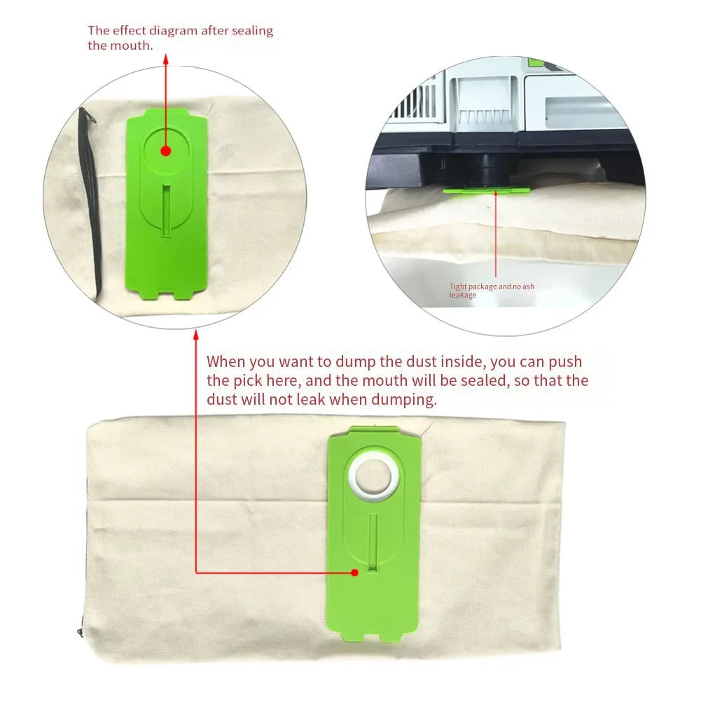 Reusable HEPA Dust Bag for Festool CT CTC Midi Mini CT15 Vacuum Dust Bag Qme