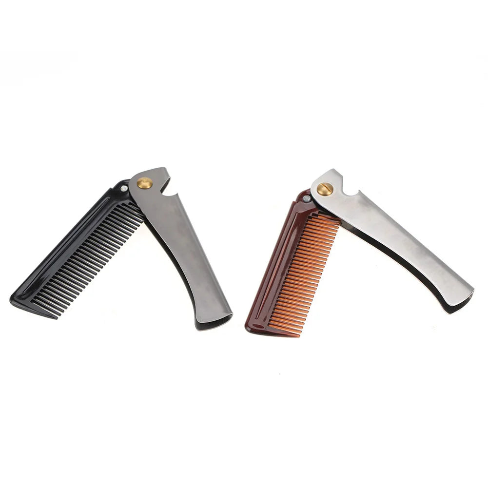 TOPINCN Folding Stainless Steel Beard & Moustache Comb Beard Grooming Comb Qme