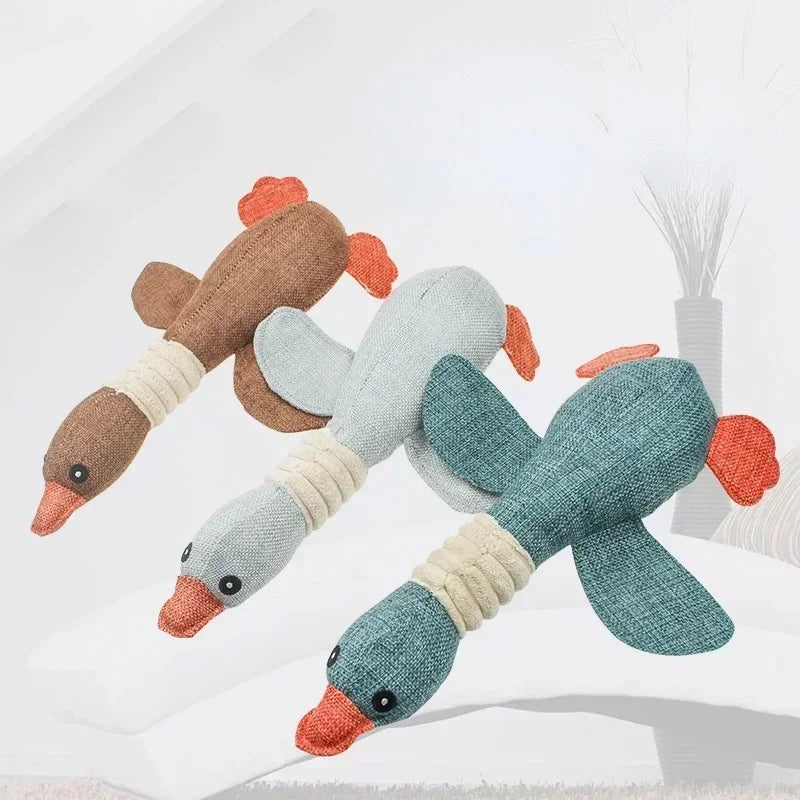 Wild Goose Plush Squeaky Chew Toy for Small Dogs & Puppies Plush Squeaky Dog Toy Qme