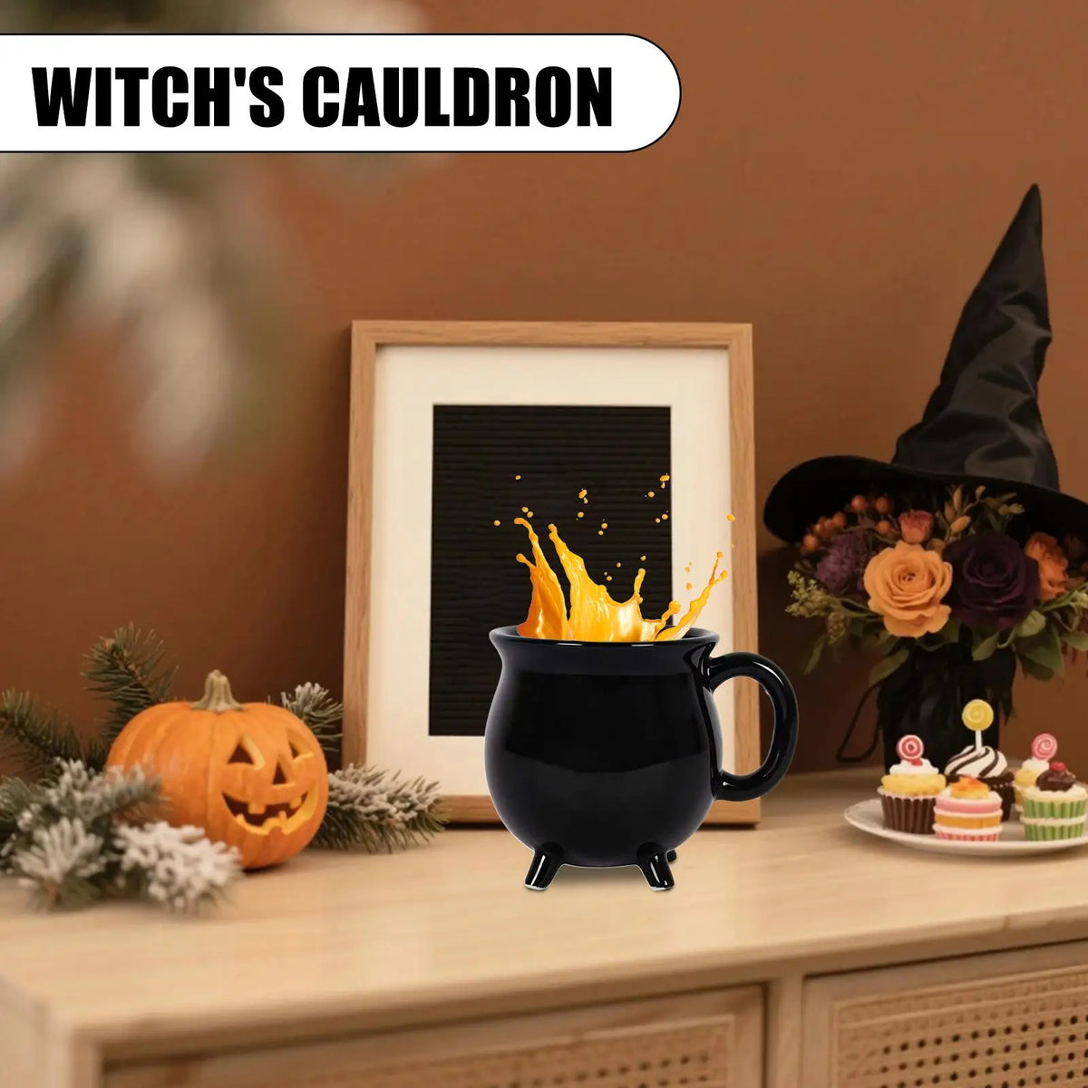 Halloween Witch Cauldron Ceramic Mug | Gothic Drinkware Gothic Ceramic Mug Qme