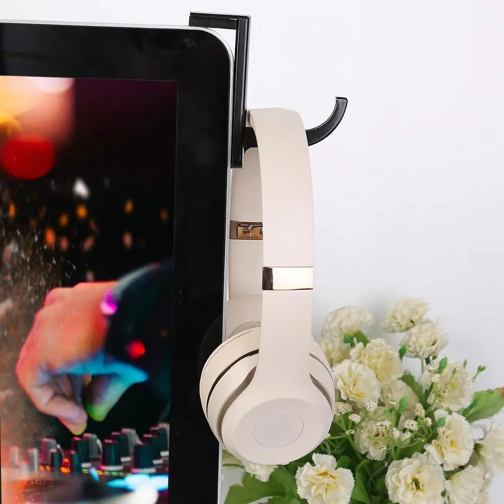 Stick-On Monitor Headphone Hanger & Earphone Stand Headphone Hanger Stand Qme