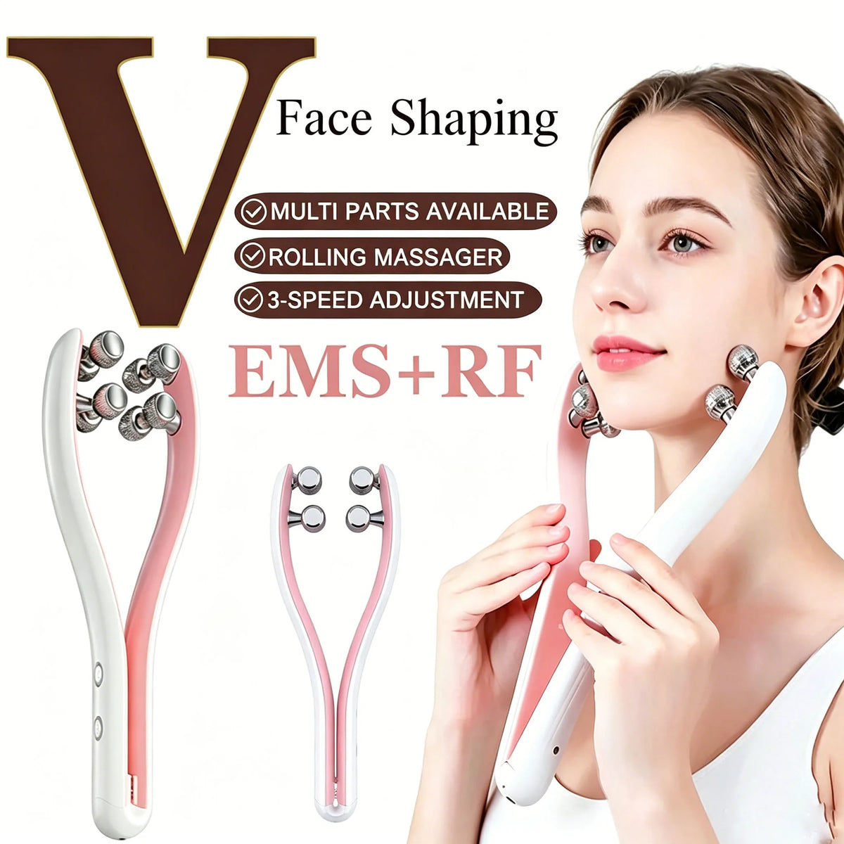 Y-Shape Face Roller Massager – EMS RF Facial Lifting Tool Facial Massager Device Qst
