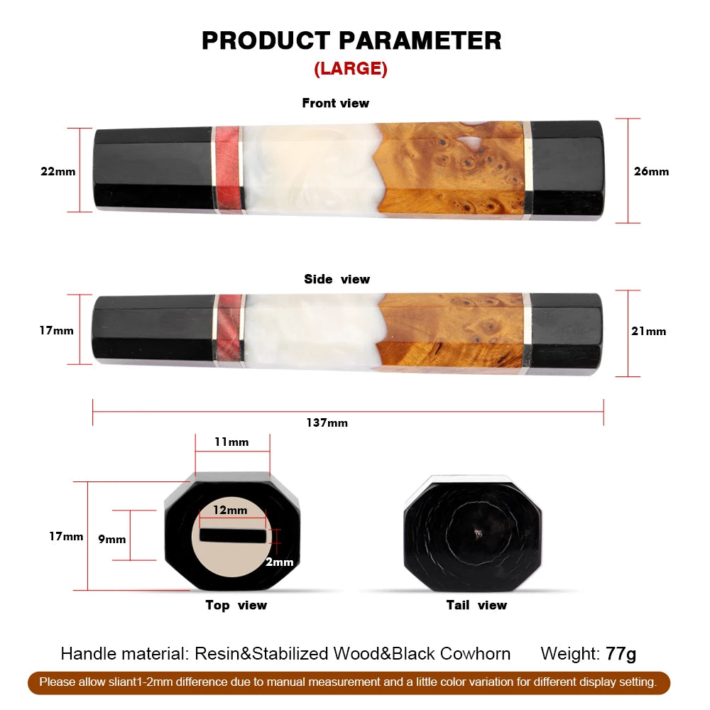 Octagonal Japanese Knife Handle – Stabilized Wood & Resin DIY Knife Handle Qst Large Handle
