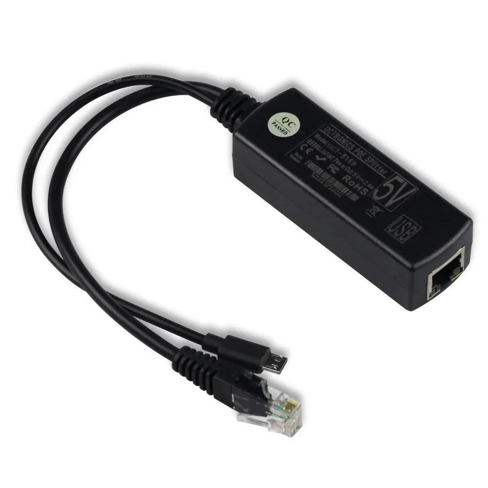 IEEE 802.3af Active PoE Splitter 48V to 5V Micro USB PoE Splitter Adapter Qme