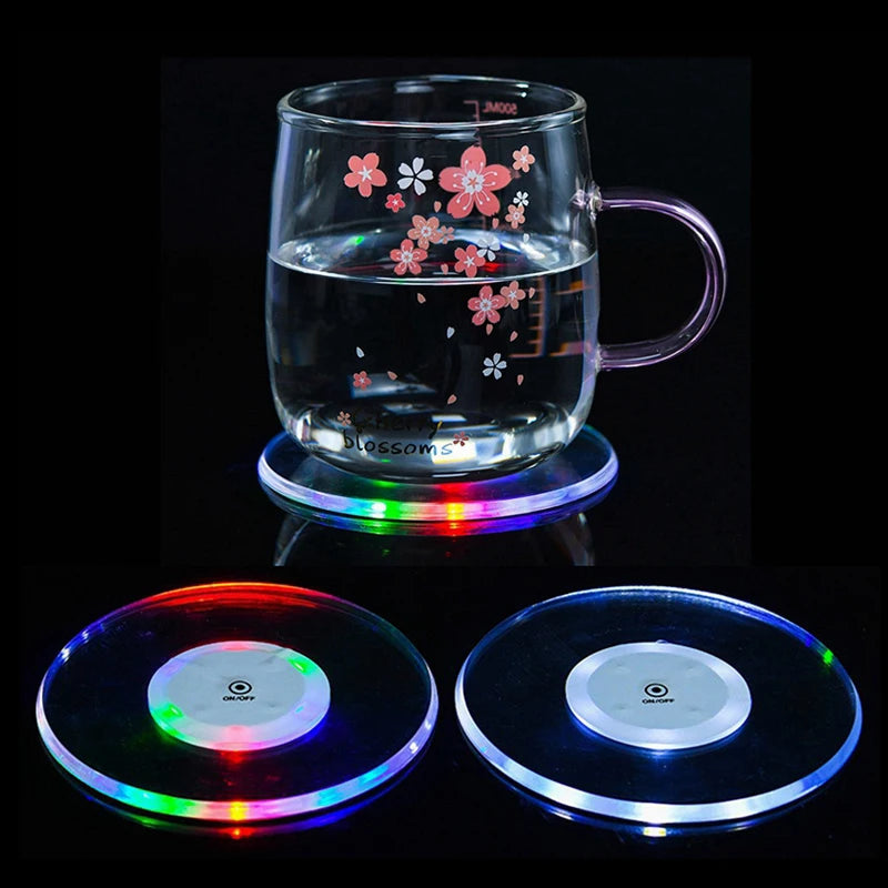 LED Glow Coaster – Colorful Acrylic USB Rechargeable Cup Mat LED Drink Coaster Qst
