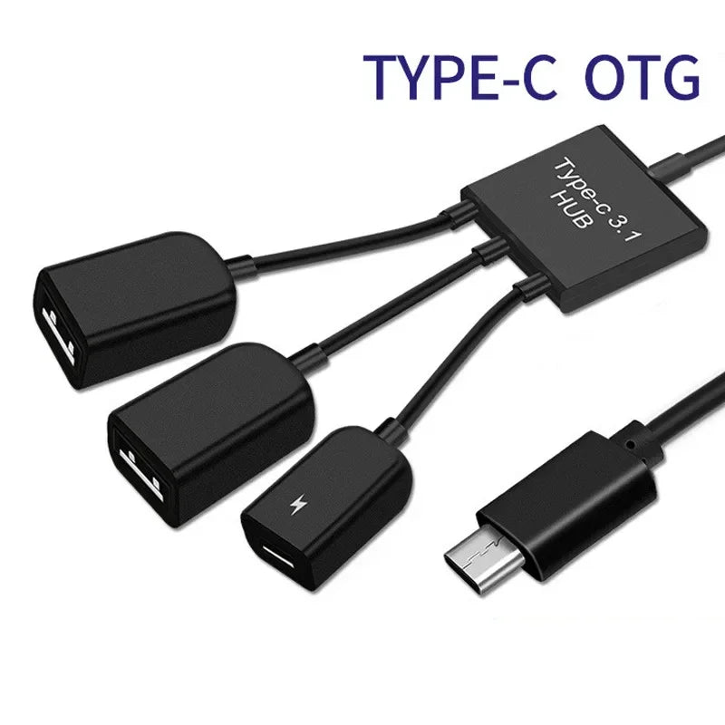 Micro USB & USB-C OTG Hub Adapter – Dual USB 2.0 Host USB OTG Hub Adapter Qme Default Title