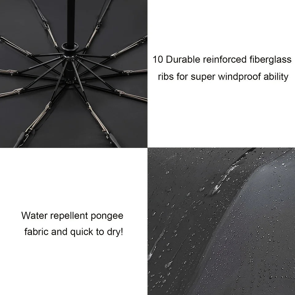 Ten-Bone Semi-Automatic Vinyl Umbrella – Windproof Vinyl Umbrella Qst