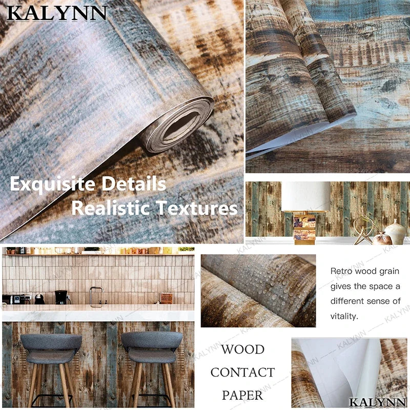 Vintage Wood Peel & Stick Removable Wallpaper – Blue Peel & Stick Wallpaper Qme