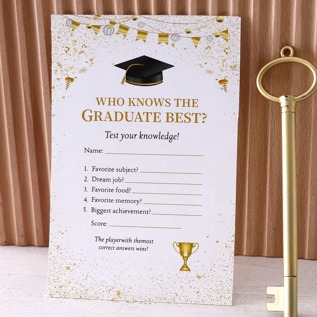 Graduation Party Tabletop Game Set – Bunting, Hats & Trophies Party Game Set Qme