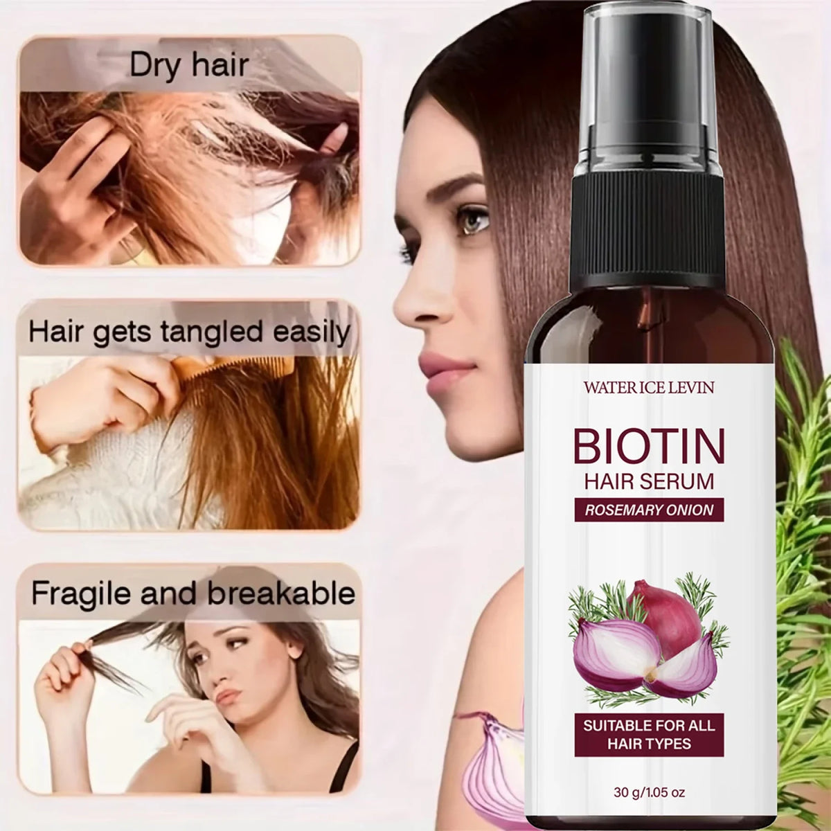 Biotin Rosemary Onion Hair Growth Serum – All Hair Types | Qme Hair Growth Serum Qme