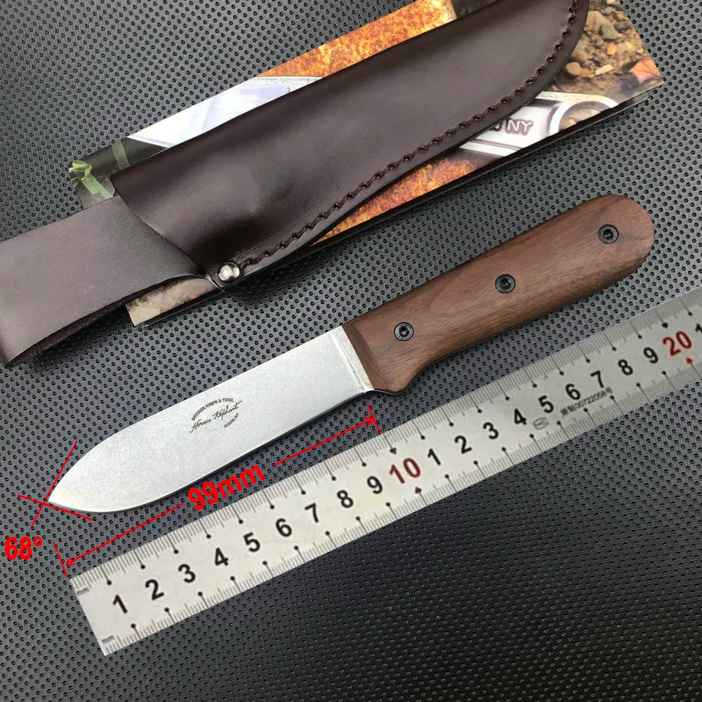 TRSKT BK62 Full Tang Hunting Knife – 1095 CroVan Steel Fixed Blade Knife Qst