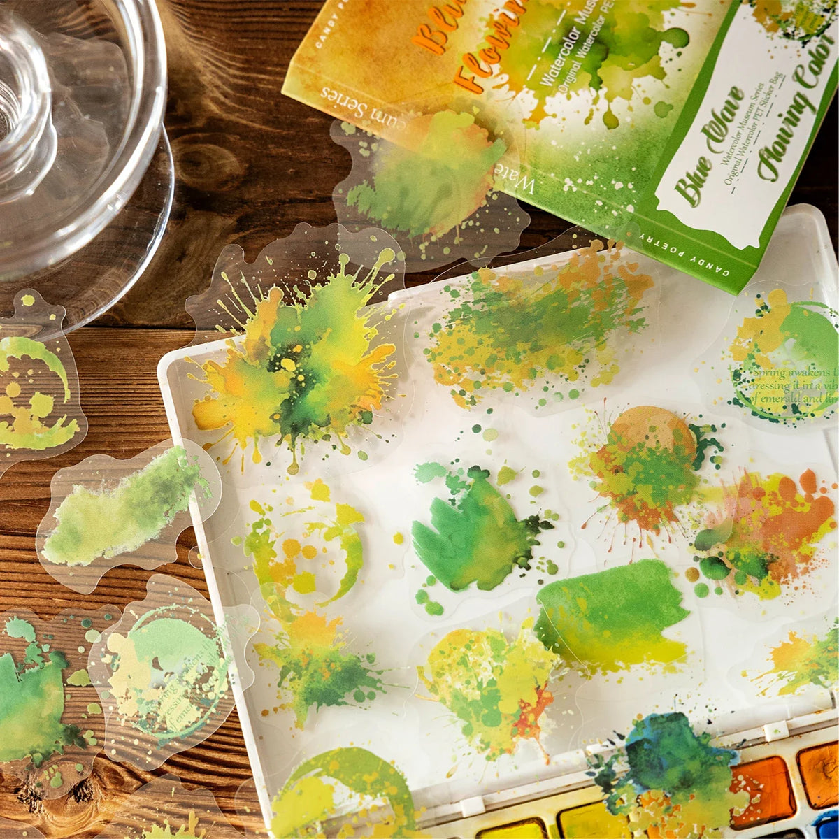 Watercolor Trace Pattern PET Stickers | DIY Journal & Craft Decorative Craft Stickers Qme B2