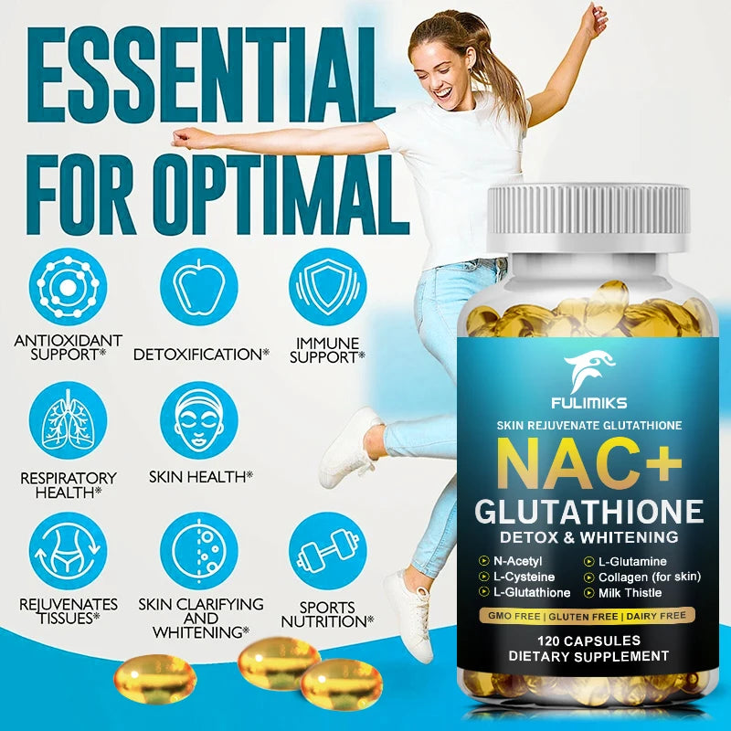 NAC + Glutathione Supplement – Antioxidant & Skin Wellness 120ct Dietary Supplement Qst