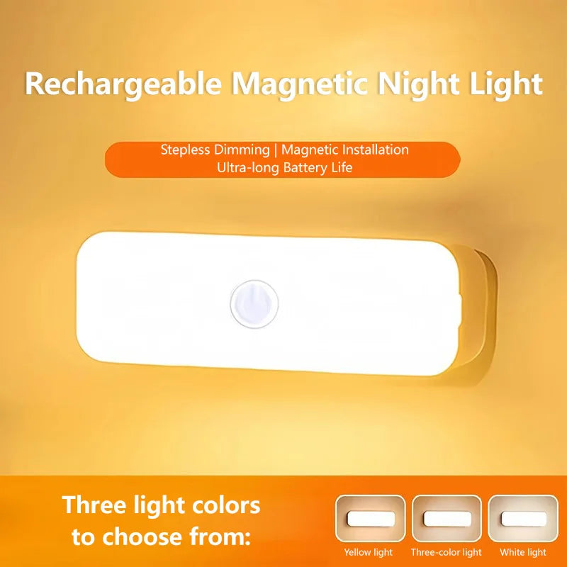3-Color Wireless Magnetic Night Lamp – Eye-Friendly Light Wireless Night Lamp Qme