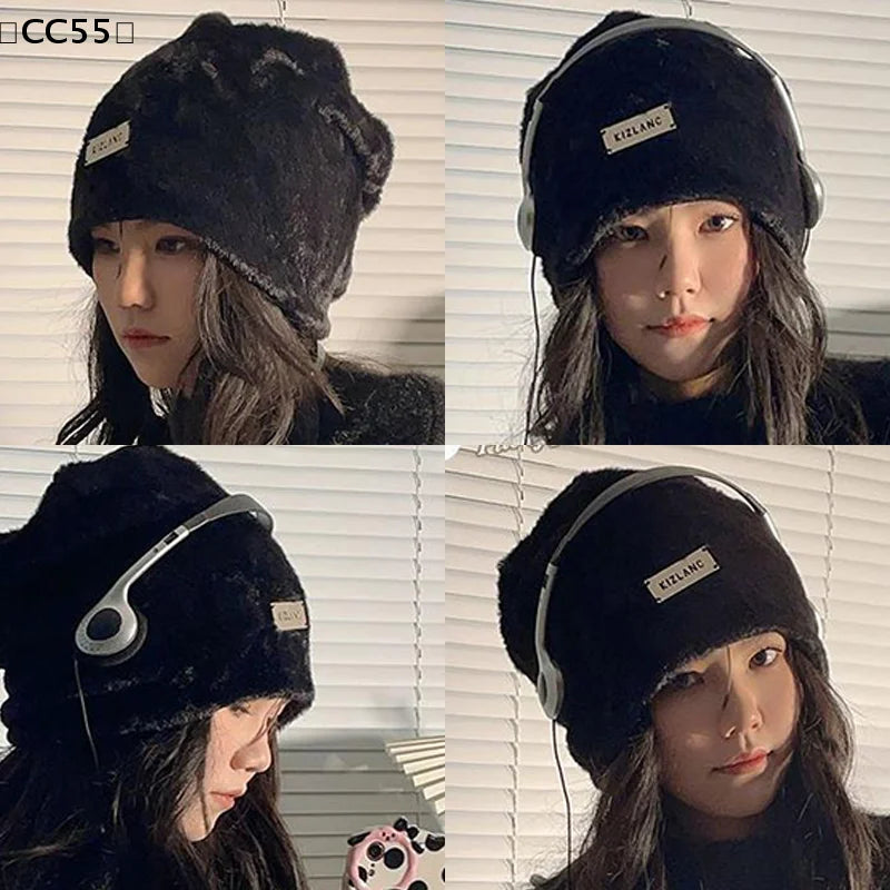 Women's Soft Fluffy Plush Hat – Warm Winter Beanie Winter Plush Hat Qst