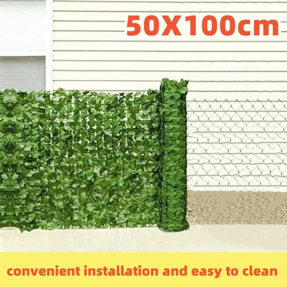 Artificial Flower Leaf Fence Panels 50x100cm | Outdoor Garden Artificial Fence Panel Qme