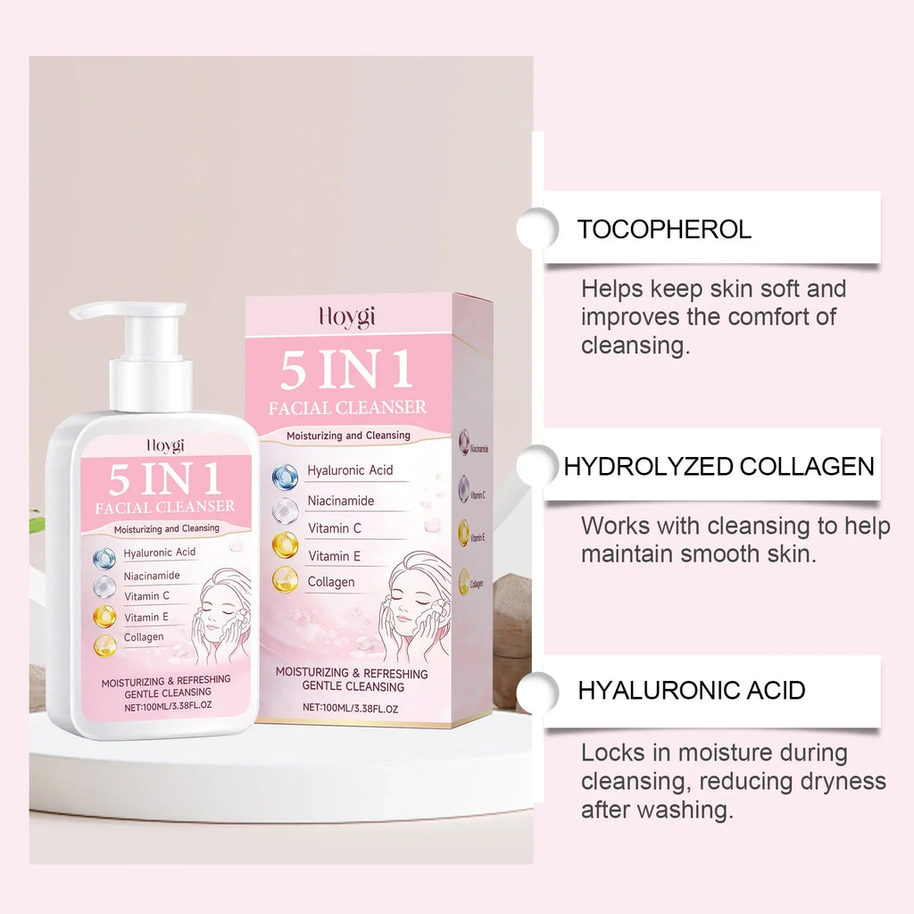 Moisturizing Facial Cleanser & Makeup Remover | Hyaluronic Acid Facial Cleanser Qme