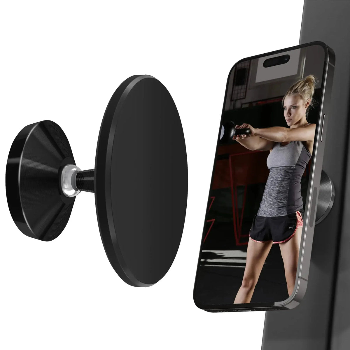 Gym Mate Magnetic Phone Mount MagSafe Double-Sided Suction Magnetic Phone Mount Qme Black