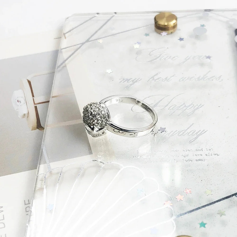 Women's 925 Sterling Silver Skull White Pavé Ring | Glam Fashion Sterling Silver Ring Qme