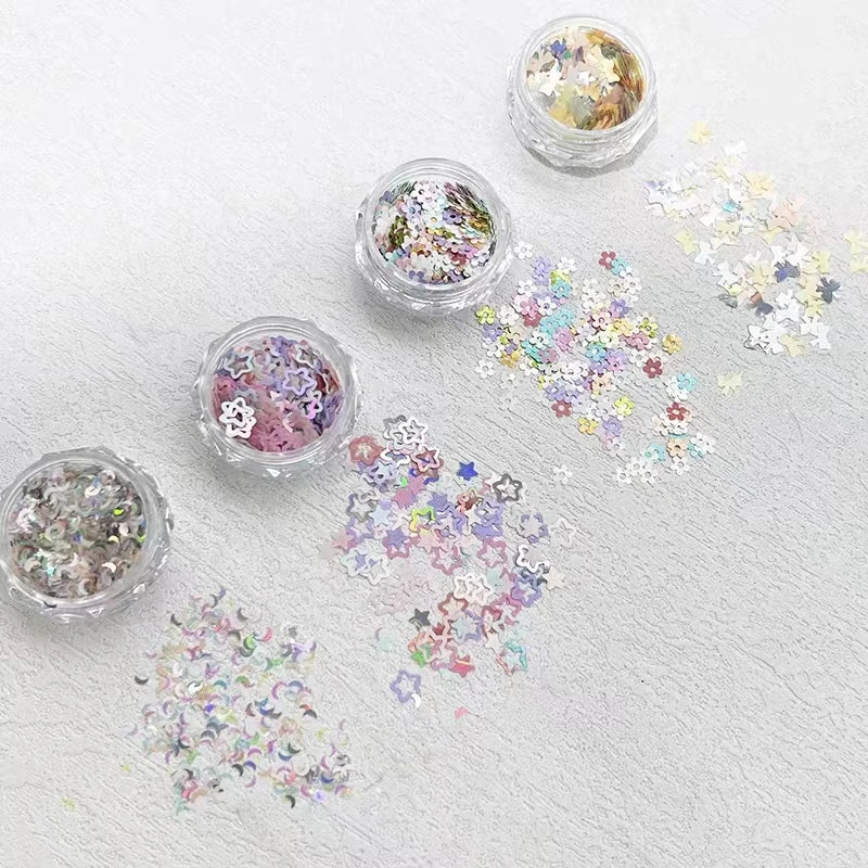 Fluorescent Nail Sequins – Moon Star Flower Heart Nail Art Nail Art Sequins Qme