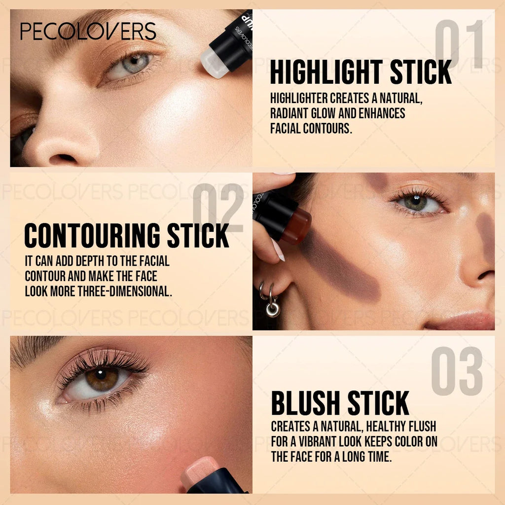 Waterproof Face Highlight Stick | Long-Lasting Natural Finish Face Highlight Stick Qme